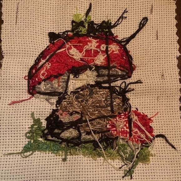 Liz! Hedgehog with Amanita Mushroom with the name LIZ handmade cross-stitch - Picture 6 of 6